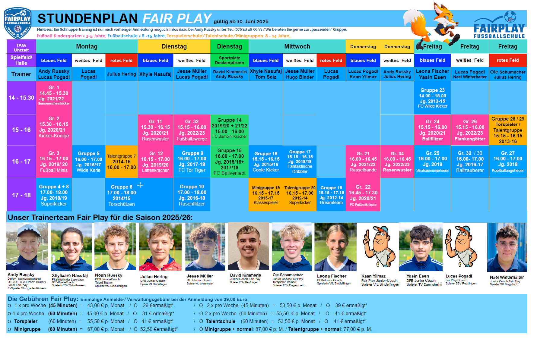 Aktueller Stundenplan